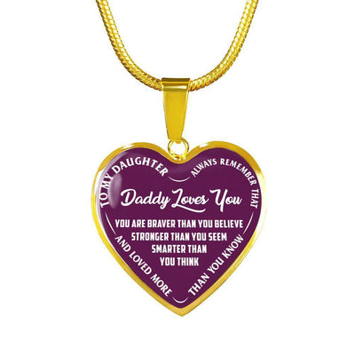 Daddy Loves You Father/Daughter Necklace Purple w/ White Text - podprintz.com