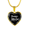 Daddy's Little Girl Gold or Silver Finished Heart Shaped Necklace (White on Black) - podprintz.com