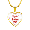 ROCKIN' THE SPOILED, WIFE LIFE - SILVER AND GOLD FINISHED HEART SHAPED NECKLACE (RED TEXT ON WHITE) - podprintz.com