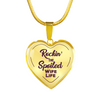 ROCKIN' THE SPOILED, WIFE LIFE - SILVER AND GOLD FINISHED HEART SHAPED NECKLACE (PURPLE TEXT ON TRANSPARENT) - podprintz.com