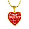 MY DAUGHTER YOU ARE PRECIOUS, SUNSHINE, JOY LOVE DAD - SILVER AND GOLD FINISHED HEART SHAPED NECKLACE (WHITE ON RED) - podprintz.com