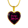 Daddy's Little Girl Gold or Silver Finished Heart Shaped Necklace (Pink on Black) - podprintz.com