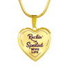 ROCKIN' THE SPOILED, WIFE LIFE - SILVER AND GOLD FINISHED HEART SHAPED BANGLE BRACELET AND NECKLACE (PURPLE TEXT ON TRANSPARENT) EO - podprintz.com
