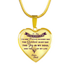 MY DAUGHTER YOU ARE PRECIOUS, SUNSHINE, JOY LOVE DAD - SILVER AND GOLD FINISHED HEART SHAPED NECKLACE (PURPLE ON TRANSPARENT) - podprintz.com