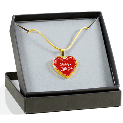 Daddy's Little Girl Gold or Silver Finished Heart Shaped Necklace (White on Red) - podprintz.com