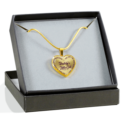 DADDY'S LITTLE GIRL GOLD OR SILVER FINISHED HEART SHAPED NECKLACE OR BANGLE BRACELET, PURPLE ON TRANSPARENT (EO) - podprintz.com