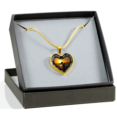 My Daughter, You are Amazing, Silver or Gold Finished Heart Shaped Necklace (Beach at Dawn Edition) - podprintz.com