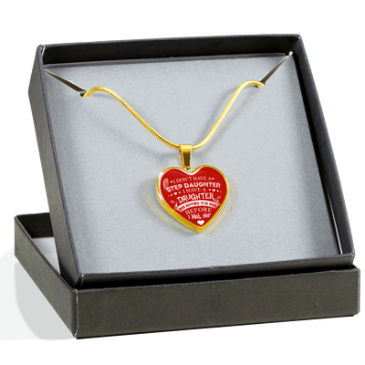 I DON'T HAVE A STEPDAUGHTER, SILVER OR GOLD FINISHED HEART SHAPED NECKLACE AND BANGLE BRACELET (WHITE ON RED) EO - podprintz.com