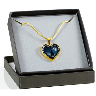 My Daughter, You are Amazing, Silver or Gold Finished Heart Shaped Necklace (Moon & Stars Edition) - podprintz.com