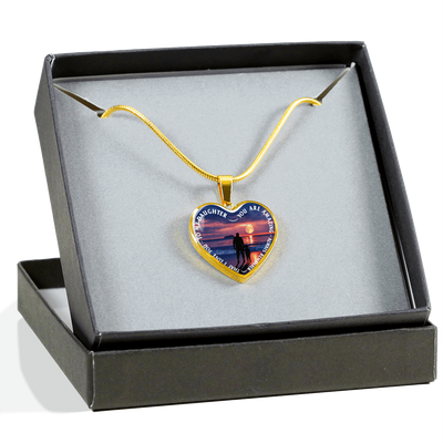My Daughter, You are Amazing, Silver or Gold Finished Heart Shaped Necklace (Full Moon Beach Edition) - podprintz.com