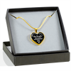 I DON'T HAVE A STEPDAUGHTER, BORN BEFORE I MET HER, SILVER OR GOLD FINISHED HEART SHAPED NECKLACE (WHITE ON BLACK) - podprintz.com