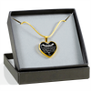 MY DAUGHTER YOU ARE PRECIOUS, SUNSHINE, JOY LOVE DAD - SILVER AND GOLD FINISHED HEART SHAPED NECKLACE (WHITE ON BLACK) - podprintz.com