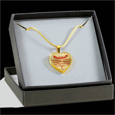 MY DAUGHTER YOU ARE PRECIOUS, SUNSHINE, JOY LOVE DAD - SILVER AND GOLD FINISHED HEART SHAPED NECKLACE AND BANGLE BRACELET (RED ON TRANSPARENT) EO - podprintz.com