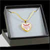 MY DAUGHTER YOU ARE PRECIOUS, SUNSHINE, JOY LOVE DAD - SILVER AND GOLD FINISHED HEART SHAPED NECKLACE AND BANGLE BRACELET (RED ON WHITE) EO - podprintz.com
