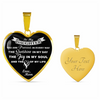 MY DAUGHTER YOU ARE PRECIOUS, SUNSHINE, JOY LOVE MOM - SILVER AND GOLD FINISHED HEART SHAPED NECKLACE (WHITE ON BLACK) - podprintz.com