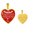 MY DAUGHTER YOU ARE PRECIOUS, SUNSHINE, JOY LOVE DAD - SILVER AND GOLD FINISHED HEART SHAPED NECKLACE AND BANGLE BRACELET (WHITE ON RED) EO - podprintz.com