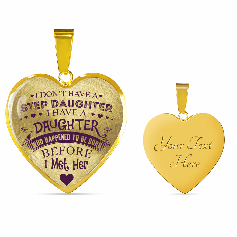 I DON'T HAVE A STEPDAUGHTER, SILVER OR GOLD FINISHED HEART SHAPED NECKLACE AND BANGLE BRACELET (PURPLE ON TRANSPARENT) EO - podprintz.com