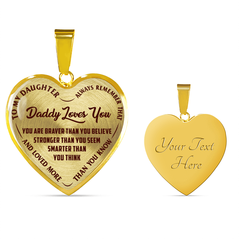 Daddy Loves You Father/Daughter Silver or Gold Finished Necklace or Bangle Bracelet Dark (Red on Transparent) - podprintz.com