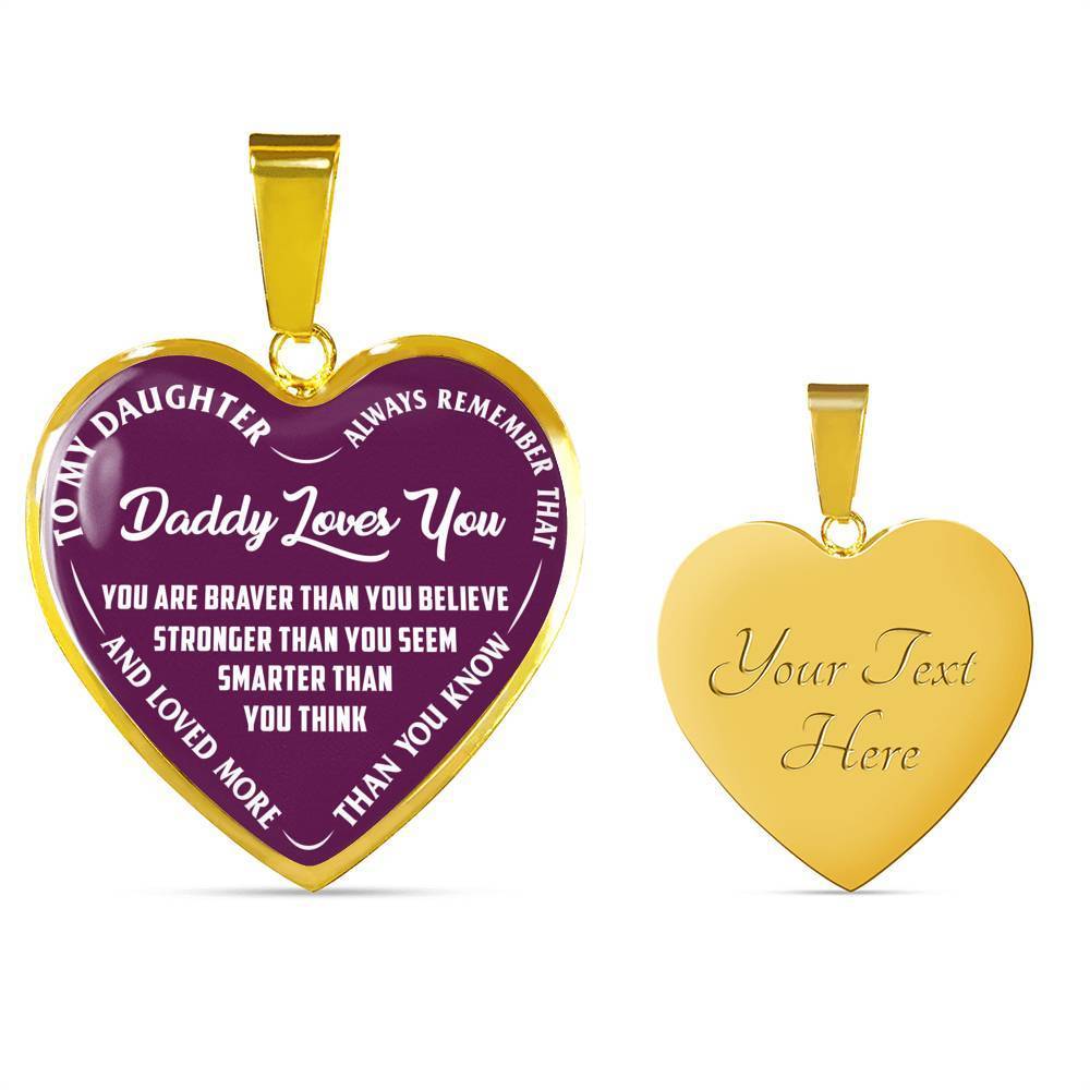 Daddy Loves You Father/Daughter Necklace Purple w/ White Text - podprintz.com