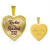 ROCKIN' THE SPOILED, WIFE LIFE - SILVER AND GOLD FINISHED HEART SHAPED BANGLE BRACELET AND NECKLACE (PURPLE TEXT ON TRANSPARENT) EO - podprintz.com