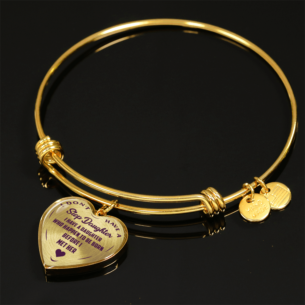 I DON'T HAVE A STEPDAUGHTER, BORN BEFORE I MET HER, SILVER OR GOLD FINISHED HEART SHAPED NECKLACE AND BANGLE BRACELET (PURPLE ON TRANSPARENT) EO - podprintz.com