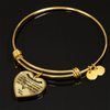 MY DAUGHTER YOU ARE PRECIOUS, SUNSHINE, JOY LOVE MOM - SILVER AND GOLD FINISHED HEART SHAPED BANGLE BRACELET (BLACK ON TRANSPARENT) - podprintz.com