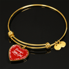 Daddy's Little Girl Gold or Silver Finished Heart Shaped Bangle Bracelet (White on Red) - podprintz.com