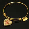 ROCKIN' THE SPOILED, WIFE LIFE - SILVER AND GOLD FINISHED HEART SHAPED BANGLE BRACELET (RED TEXT ON TRANSPARENT) - podprintz.com