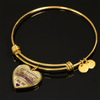 I DON'T HAVE A STEPDAUGHTER, SILVER OR GOLD FINISHED HEART SHAPED BANGLE BRACELET (PURPLE ON TRANSPARENT) - podprintz.com