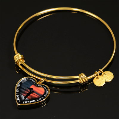 My Daughter, You are Amazing, Silver or Gold Finished Heart Shaped Bangle Bracelet (Ocean Deck Sunset Edition) - podprintz.com