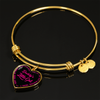 Daddy's Little Girl Gold or Silver Finished Heart Shaped Bangle Bracelet (Pink on Black) - podprintz.com