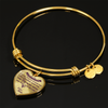 MY DAUGHTER YOU ARE PRECIOUS, SUNSHINE, JOY LOVE MOM - SILVER AND GOLD FINISHED HEART SHAPED BANGLE BRACELET (PURPLE ON TRANSPARENT) - podprintz.com
