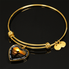 My Daughter, You are Amazing, Silver or Gold Finished Heart Shaped Bangle Bracelet (Beach at Dawn Edition) - podprintz.com