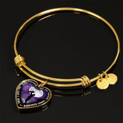 My Daughter, You are Amazing, Silver or Gold Finished Heart Shaped Bangle Bracelet (Purple Sky Moon Edition) - podprintz.com
