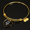 ROCKIN' THE SPOILED, WIFE LIFE - SILVER AND GOLD FINISHED HEART SHAPED BANGLE BRACELET (WHITE TEXT ON BLACK) - podprintz.com