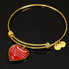 MY DAUGHTER YOU ARE PRECIOUS, SUNSHINE, JOY LOVE DAD - SILVER AND GOLD FINISHED HEART SHAPED NECKLACE AND BANGLE BRACELET (WHITE ON RED) EO - podprintz.com