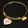 I DON'T HAVE A STEPDAUGHTER, BORN BEFORE I MET HER, SILVER OR GOLD FINISHED HEART SHAPED BANGLE BRACELET (RED ON WHITE) - podprintz.com
