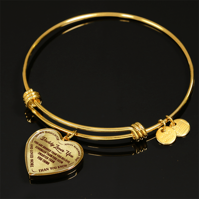 Daddy Loves You Father/Daughter Silver or Gold Finished Necklace or Bangle Bracelet Dark (Red on Transparent) - podprintz.com