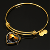 My Daughter, You are Amazing, Silver or Gold Finished Heart Shaped Bangle Bracelet (Sunset Beach Deck Edition) - podprintz.com