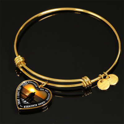 My Daughter, You are Amazing, Silver or Gold Finished Heart Shaped Bangle Bracelet (Sunset Beach Deck Edition) - podprintz.com