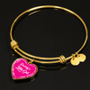 Daddy's Little Girl Gold or Silver Finished Heart Shaped Bangle Bracelet (White on Pink) - podprintz.com
