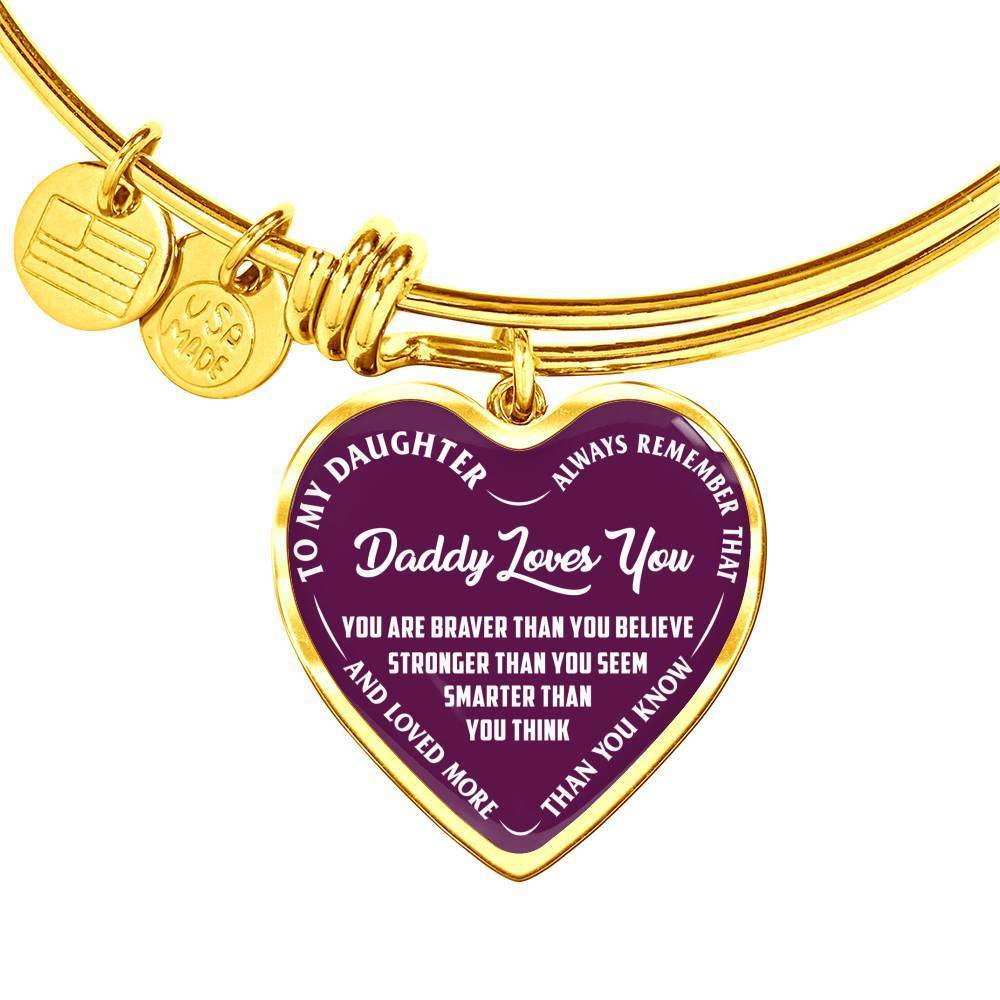 Daddy Loves You Father/Daughter Necklace Purple w/ White Text - podprintz.com