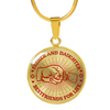 FATHER DAUGHTER FIST BUMP BEST FRIENDS - (RED ON TRANSPARENT) GOLD FINISHED CIRCLE NECKLACE - podprintz.com