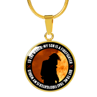 My Son, My World, The Firefighter Silver or Gold Finished Necklace or Bangle Bracelet (Engraving Option) - podprintz.com