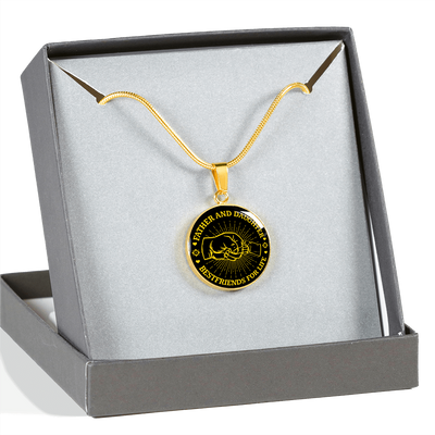 FATHER DAUGHTER FIST BUMP BEST FRIENDS - (GOLD TEXT) GOLD FINISHED CIRCLE NECKLACE - podprintz.com