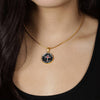 LORD IS MY STRENGTH AND MY SHIELD (RED) - SILVER AND GOLD FINISHED CIRCLE NECKLACE - podprintz.com