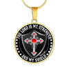 LORD IS MY STRENGTH AND MY SHIELD (RED) - SILVER AND GOLD FINISHED CIRCLE NECKLACE - podprintz.com