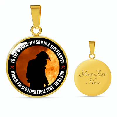 My Son, My World, The Firefighter Silver or Gold Finished Necklace or Bangle Bracelet (Engraving Option) - podprintz.com