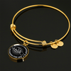 FATHER DAUGHTER FIST BUMP BEST FRIENDS - (BLACK & WHITE) GOLD FINISHED CIRCLE BANGLE BRACELET - podprintz.com