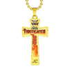 I'M A PROUD FIREFIGHTER DAD - SILVER OR GOLD CROSS SHAPED NECKLACE MILITARY BALL CHAIN (EO) - podprintz.com